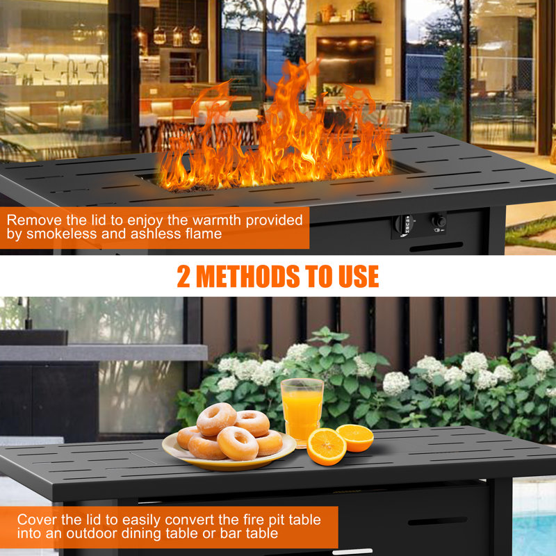 Brayden Studio® Deriso 24.4'' H x 42.9'' W Propane Outdoor Fire